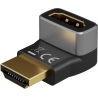 Goobay HDMI Angled Adapter 90° Vertical, 8K at 60 Hz, Gold-Plated, Black/Silver | 72009