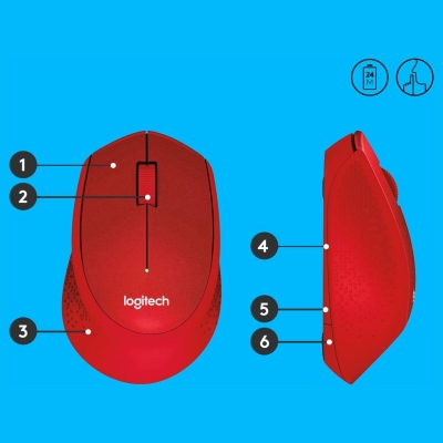 Logitech M330 Silent Plus Red - 2.4GHZ - EMEA / 910-004911