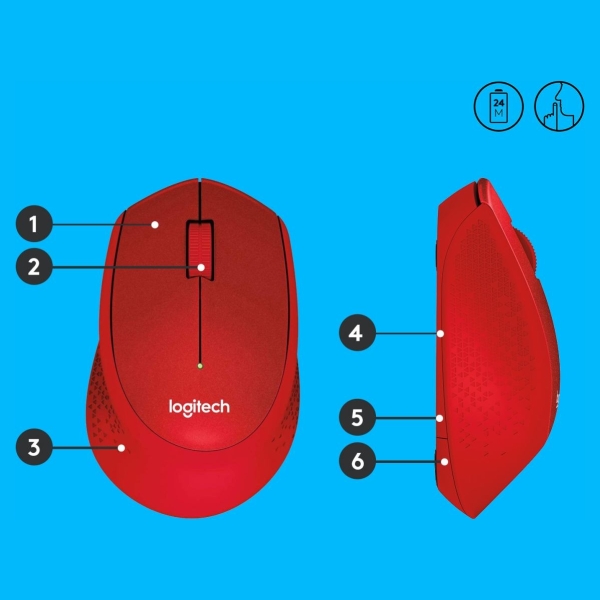 Logitech M330 Silent Plus Red - 2.4GHZ - EMEA / 910-004911