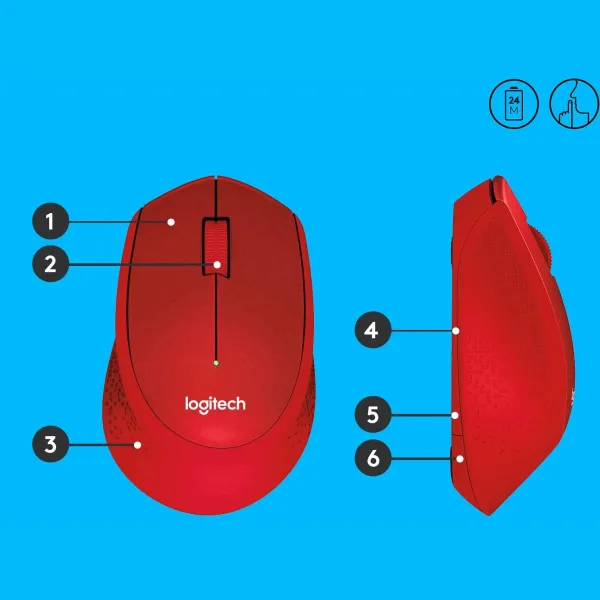 Logitech M330 Silent Plus Red - 2.4GHZ - EMEA / 910-004911
