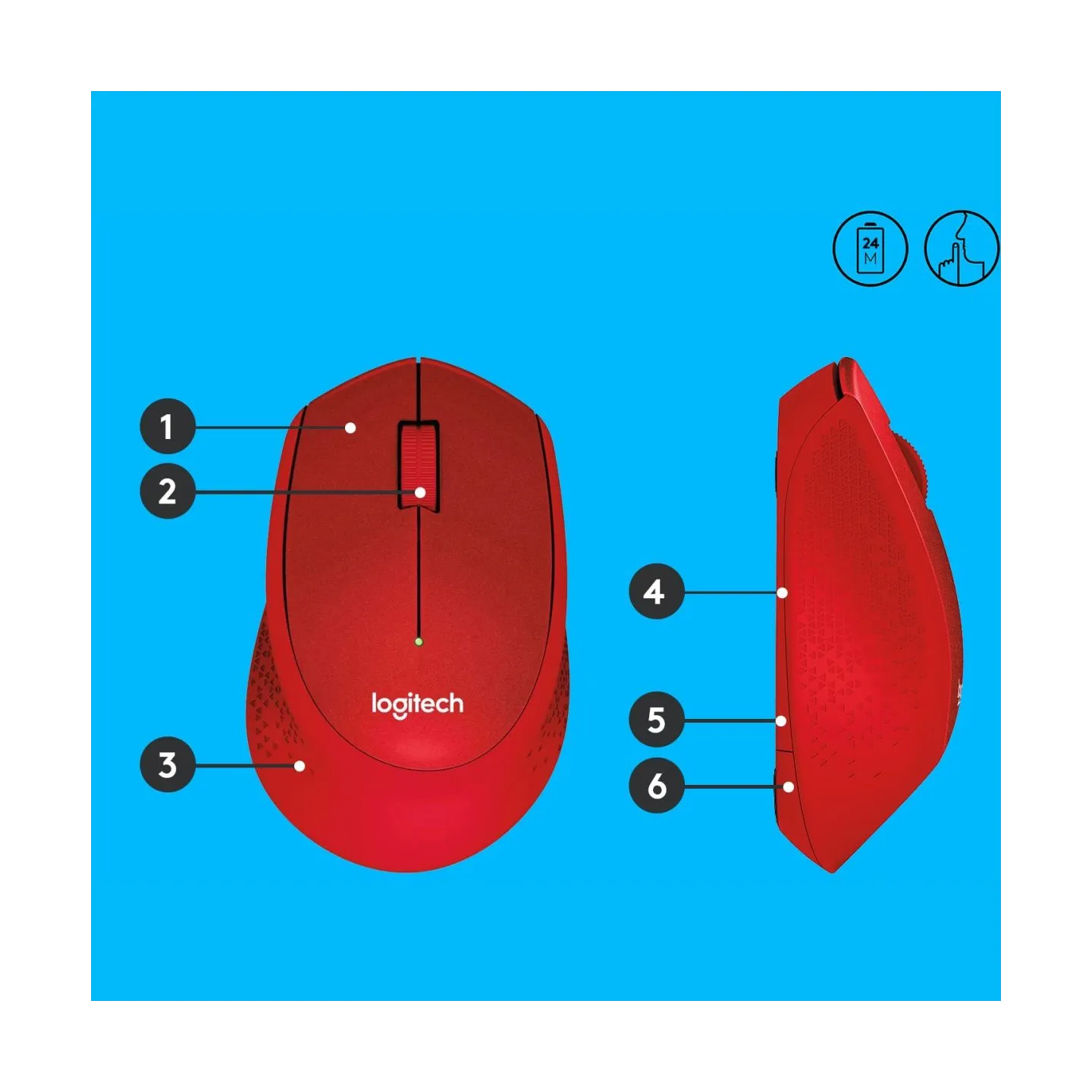 Logitech M330 Silent Plus Red - 2.4GHZ - EMEA / 910-004911