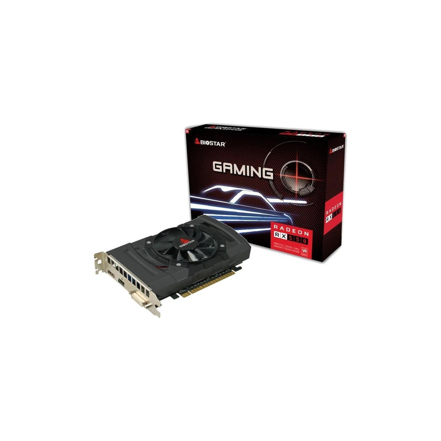 Biostar Graphics Card|BIOSTAR|AMD Radeon RX 550|4 GB|GDDR5|128 bit|PCIE 3.0 16x|GPU 1100 MHz|Single Slot Fansink|1xDVI-D|1xHDMI|