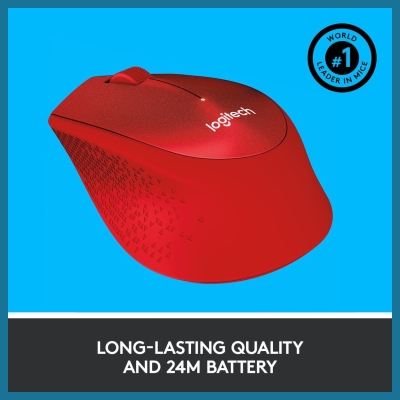 Logitech M330 Silent Plus Red - 2.4GHZ - EMEA / 910-004911