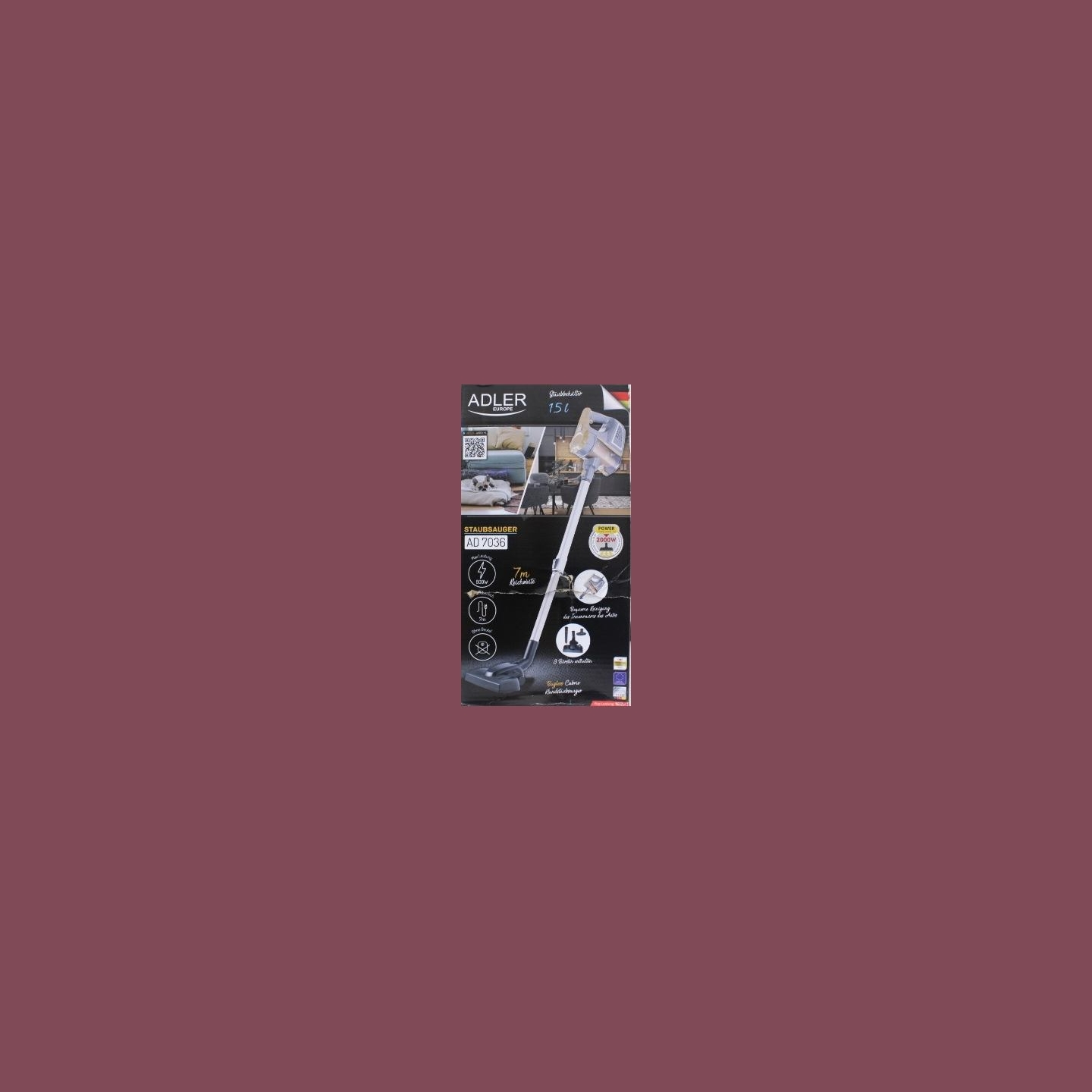 Adler | Adler | Vacuum Cleaner | AD 7036 | Corded operating | Handstick and Handheld | 800 W | - V | Operating radius 7 m | Yell