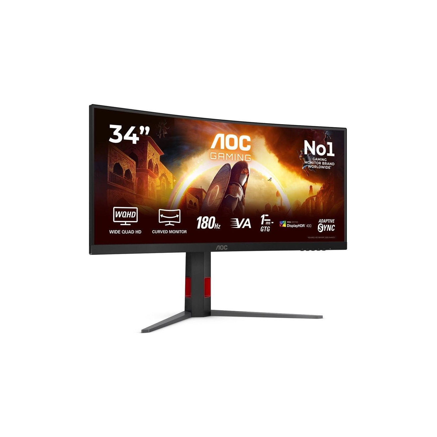 AOC CU34G4CA | 34 " | Fast VA | WQHD | 21:9 | 180 Hz | 1 ms | 3440 x 1440 pixels | 450 cd/m² | HDMI ports quantity 2 | Black