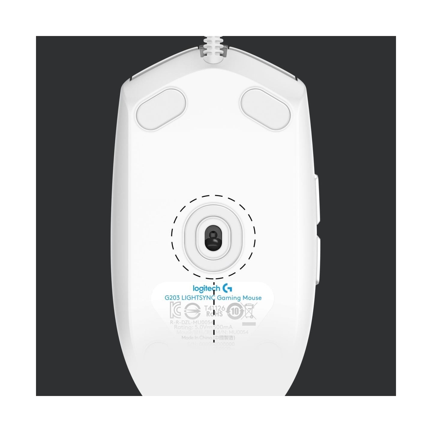 Logitech G203 LIGHTSYNC Corded Gaming Mouse - WHITE - USB