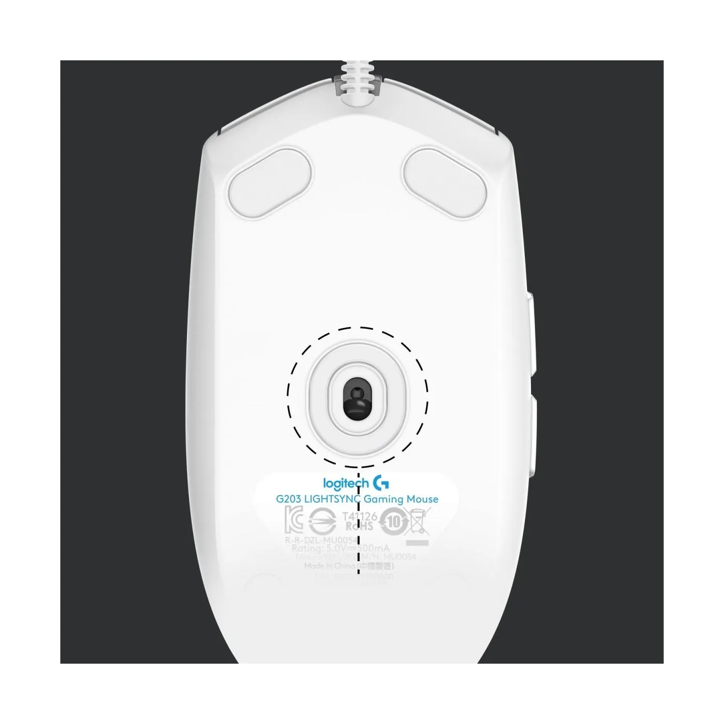 Logitech G203 LIGHTSYNC Corded Gaming Mouse - WHITE - USB