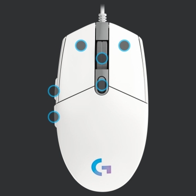 Logitech G203 LIGHTSYNC Corded Gaming Mouse - WHITE - USB