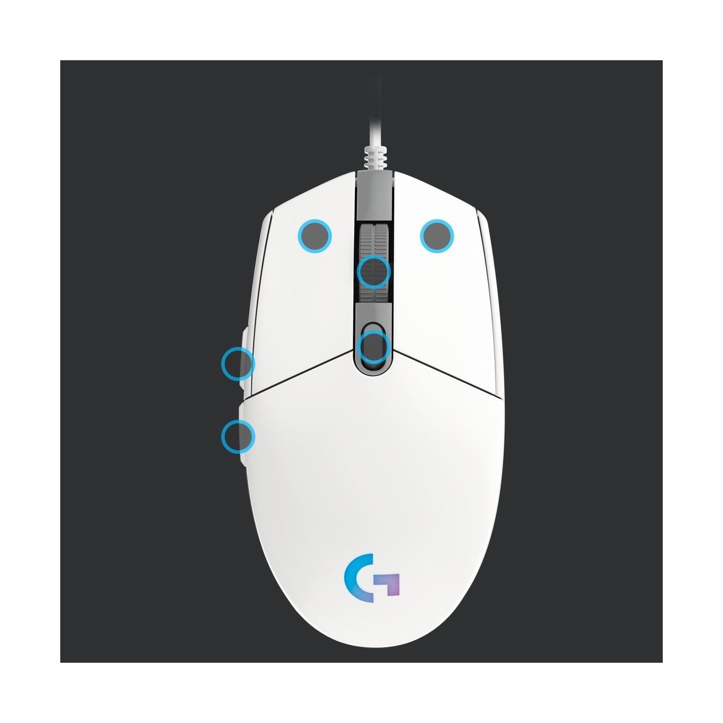 Logitech G203 LIGHTSYNC Corded Gaming Mouse - WHITE - USB