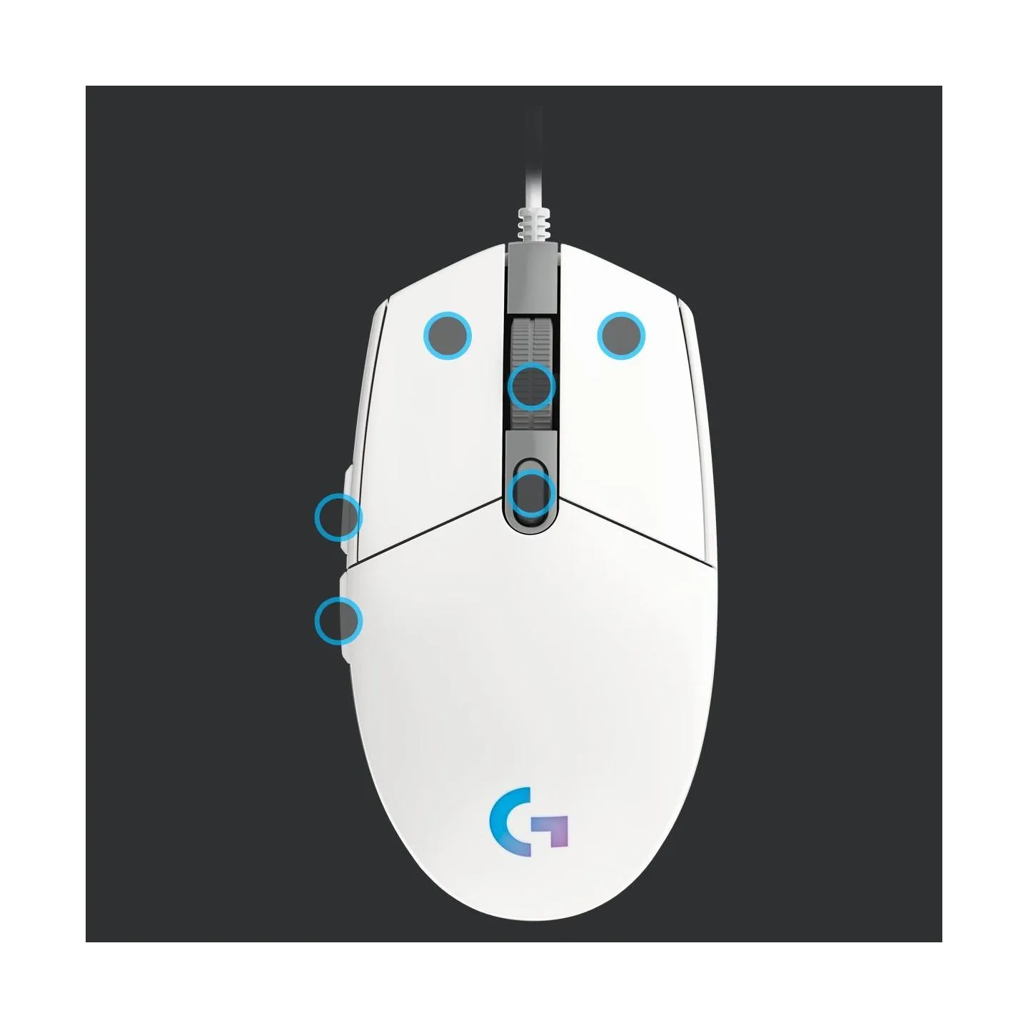 Logitech G203 LIGHTSYNC Corded Gaming Mouse - WHITE - USB