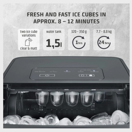 Caso Ice Cube Maker | Clear Ice Advanced | Power 130 W | Capacity 1.5 L | Matt Black