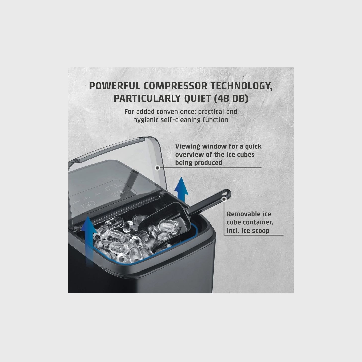 Caso Ice Cube Maker | Clear Ice Advanced | Power 130 W | Capacity 1.5 L | Matt Black