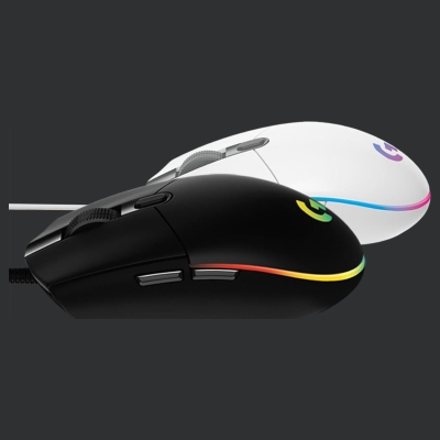 Logitech G203 LIGHTSYNC Corded Gaming Mouse - WHITE - USB