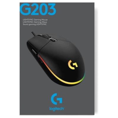 Logitech G203 LIGHTSYNC Corded Gaming Mouse - WHITE - USB