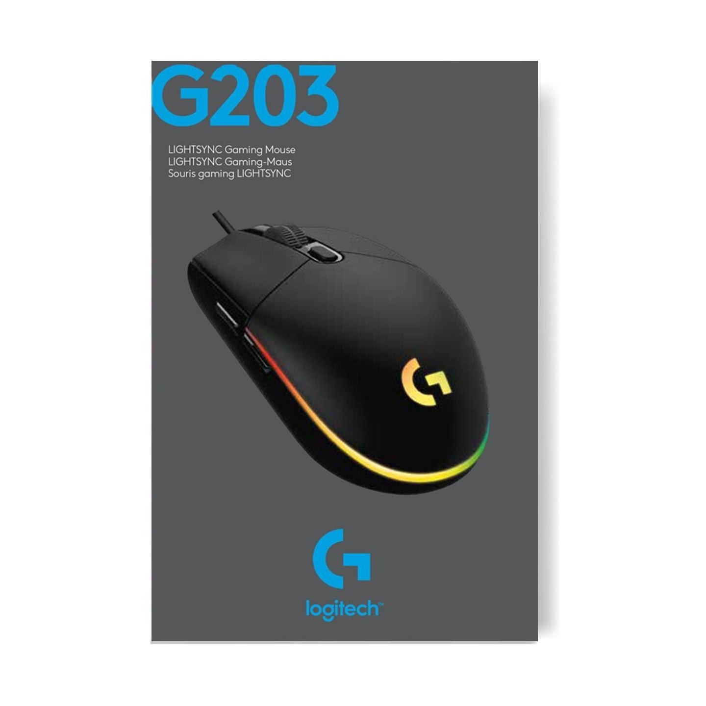 Logitech G203 LIGHTSYNC Corded Gaming Mouse - WHITE - USB