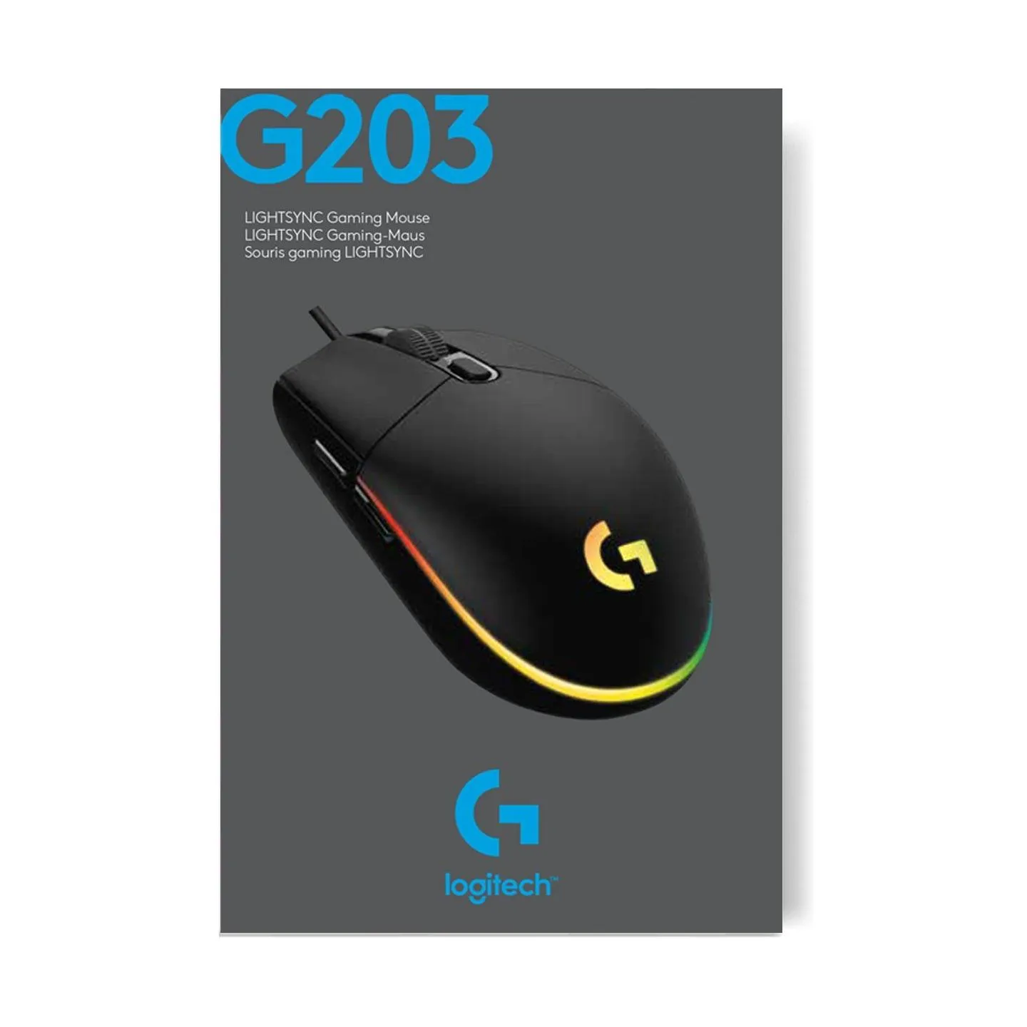 Logitech G203 LIGHTSYNC Corded Gaming Mouse - WHITE - USB