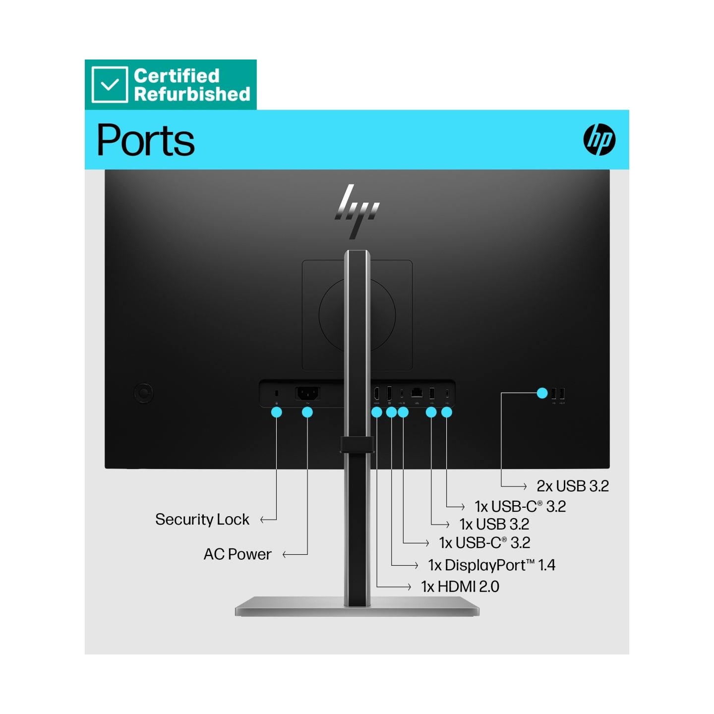 HP RENEW SILVER HP E27k G5 4K Charging Monitor - 27" 3840x2160 UHD 350-nit 60Hz AG, IPS, USB-C(65W)/USB-C(15W)/HDMI/DisplayPort,
