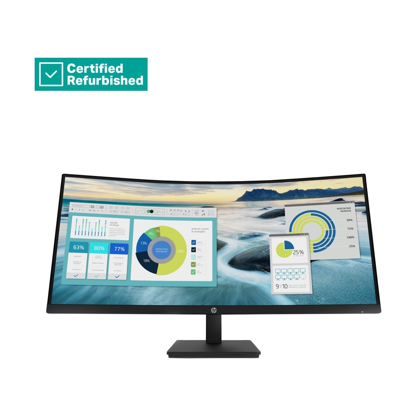 HP RENEW SILVER HP P34hc G4 Curved Charging Monitor - 34" 3440x1440 WQHD 250-nit 100Hz AG, Curved, VA, USB-C(65W)/HDMI/DisplayPo