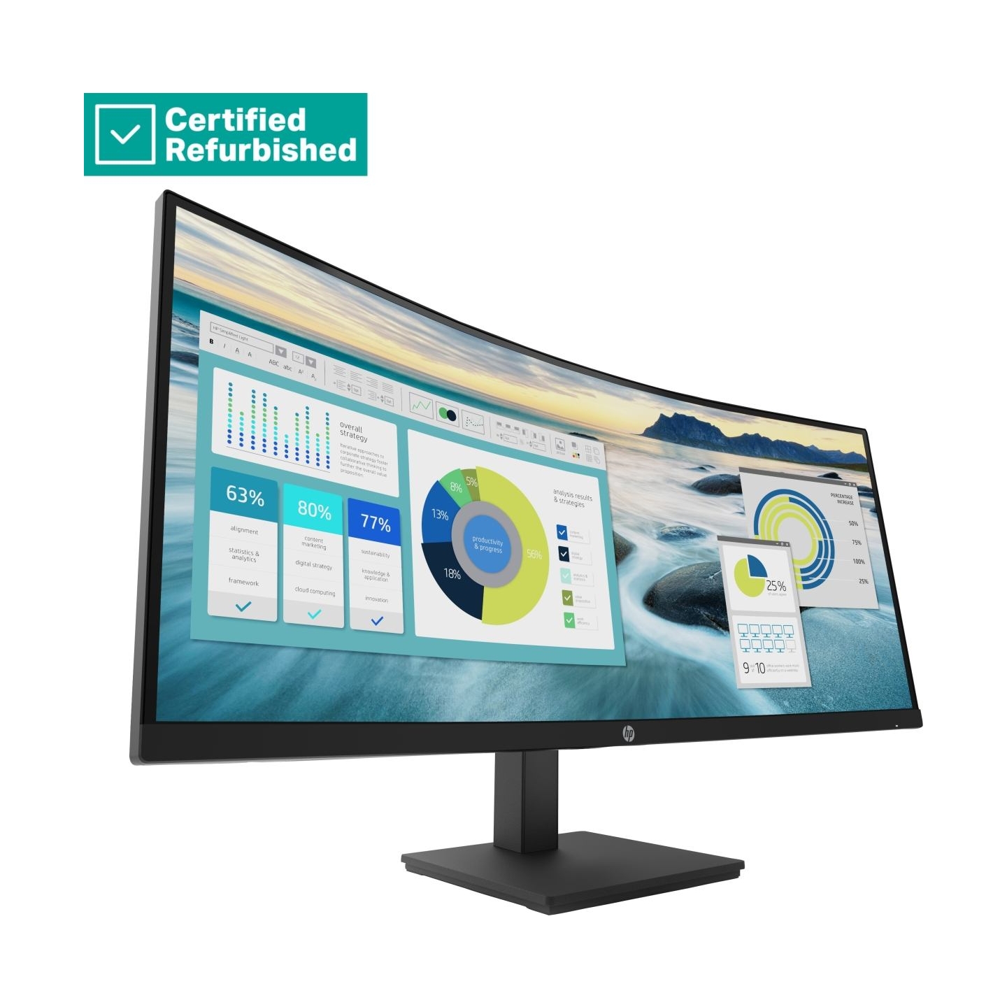 HP RENEW SILVER HP P34hc G4 Curved Charging Monitor - 34" 3440x1440 WQHD 250-nit 100Hz AG, Curved, VA, USB-C(65W)/HDMI/DisplayPo