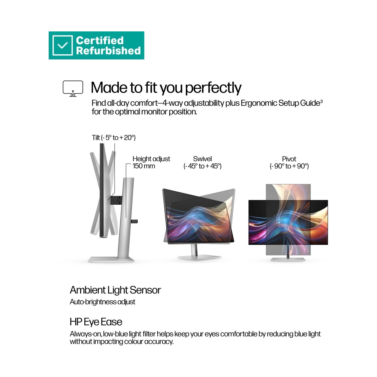 HP RENEW SILVER HP 727pq Series 7 Pro QHD Monitor - 27" 2560x1440 QHD 400-nit 120Hz AG, IPS Black HDR 400, USB-C(15W)/HDMI/Displ