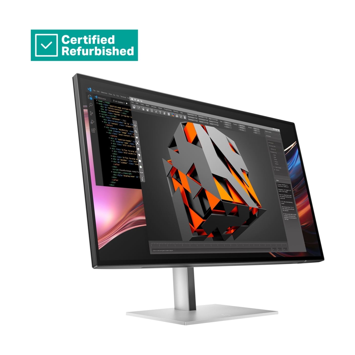HP RENEW SILVER HP 727pu Series 7 Pro QHD TB4 Charging Monitor - 27" 2560x1440 QHD 400-nit 120Hz AG, IPS Black HDR 400, USB-C(10