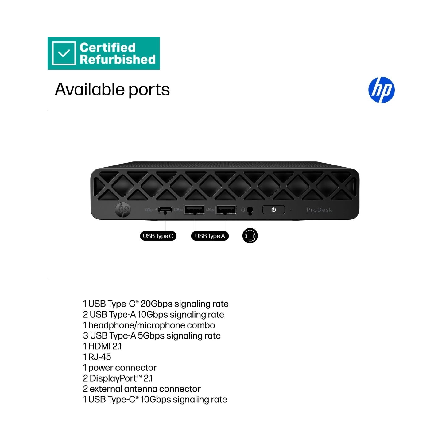 HP RENEW SILVER HP ProDesk 4 G1i Mini - Ultra 5-235, 16GB, 512GB SSD, No Mouse, Win 11 Pro, 1 years / A10MBEAR#ABU