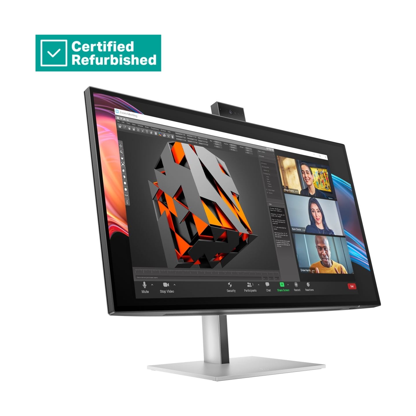 HP RENEW SILVER HP 727pm Series 7 Pro 4K Conferencing Monitor - 27" 3840x2160 UHD 400-nit 60Hz AG, IPS Black HDR 400, USB-C(100W