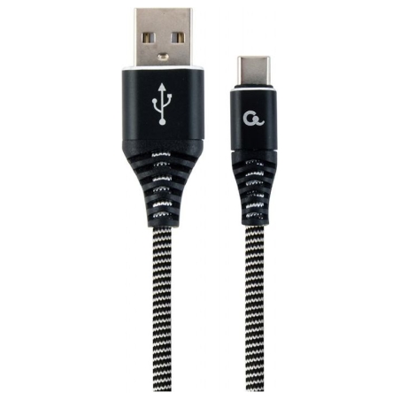 Cablexpert | Premium cotton braided Type-C USB charging and data cable, 1 m | CC-USB2B-AMCM-1M-BW