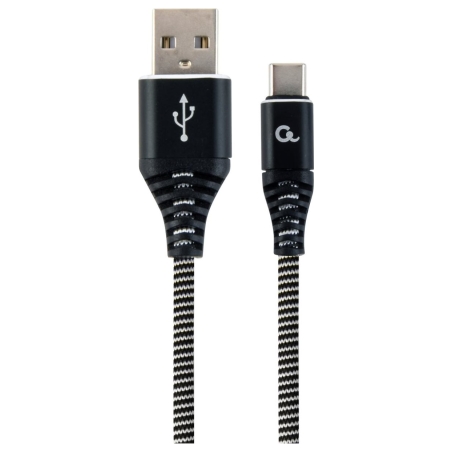 Cablexpert | Premium cotton braided Type-C USB charging and data cable, 1 m | CC-USB2B-AMCM-1M-BW