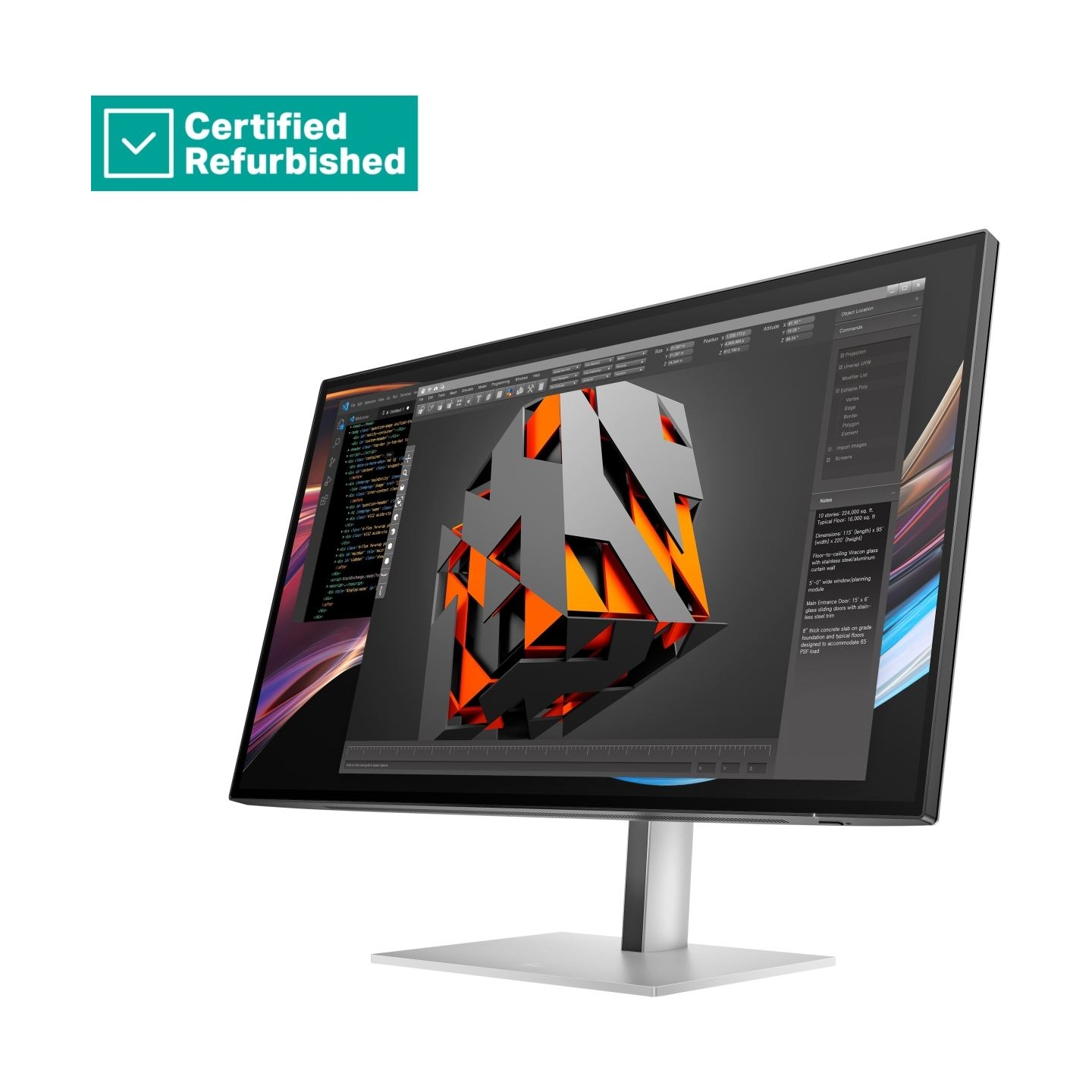 HP RENEW SILVER HP 727pk Series 7 Pro 4K Charging Monitor - 27" 3840x2160 UHD 400-nit 60Hz AG, IPS Black HDR 400, USB-C(100W)/US
