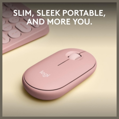 Logitech  Logitech M350s - Optical mouse - Pebble 2 - tonal rose / 910-007014