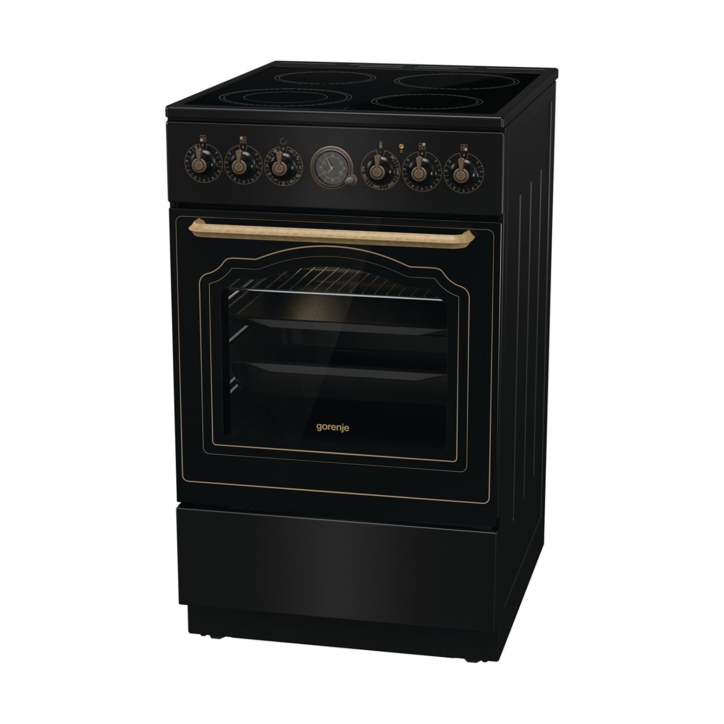 Gorenje Cooker | GECS5B70CLB | Hob type Vitroceramic | Oven type Electric | Black | Width 50 cm | Depth 59.4 cm | 70 L