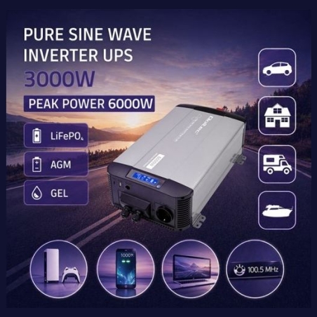 Qoltec Pure Sine Wave inverter 12V to 230V 3000W 6000W