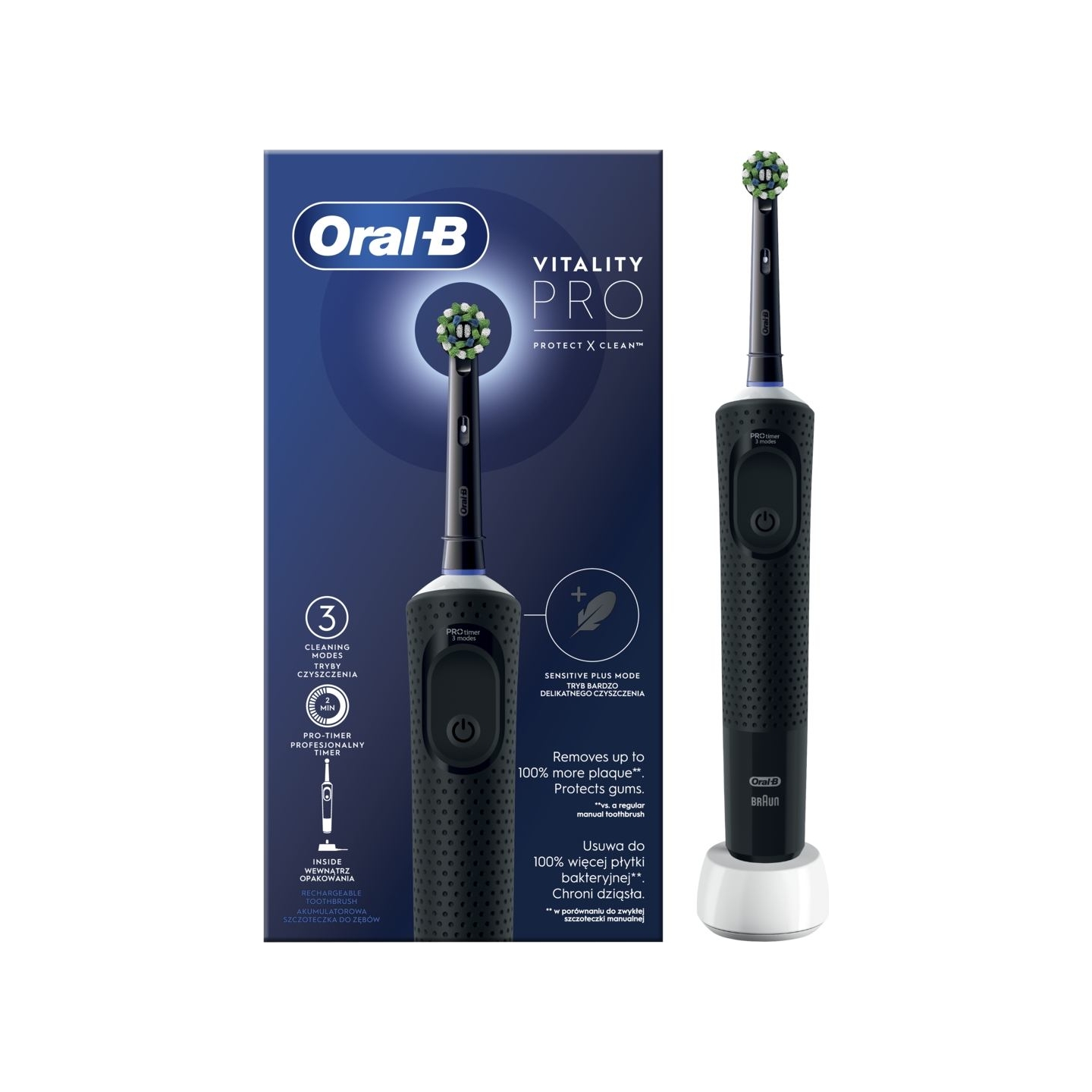 Oral-B | Electric Toothbrush | D103 Vitality Pro | Rechargeable | For adults | Number of brush heads included 1 | Number of teet