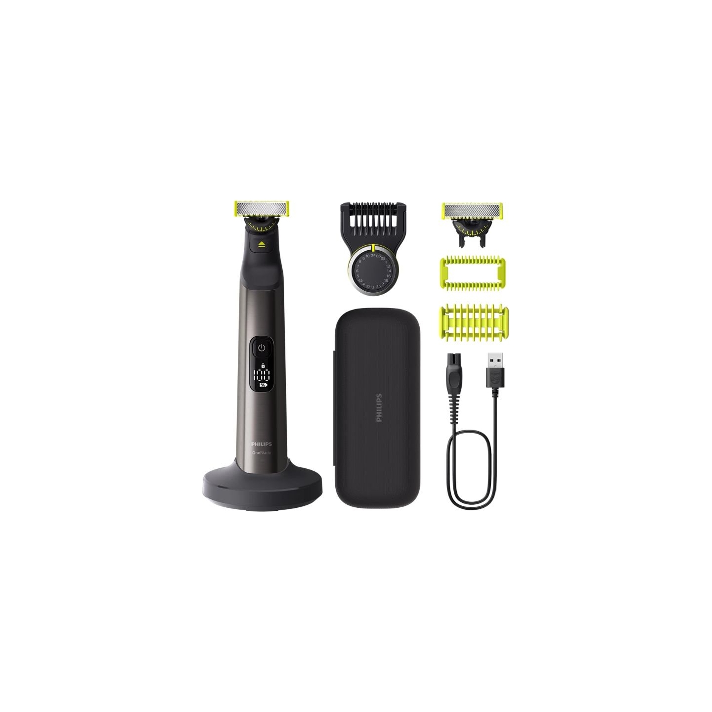 Philips OneBlade Pro Face and Body QP6652/61, 20-length precision comb, Wet and Dry use, LED digital display / QP6652/61