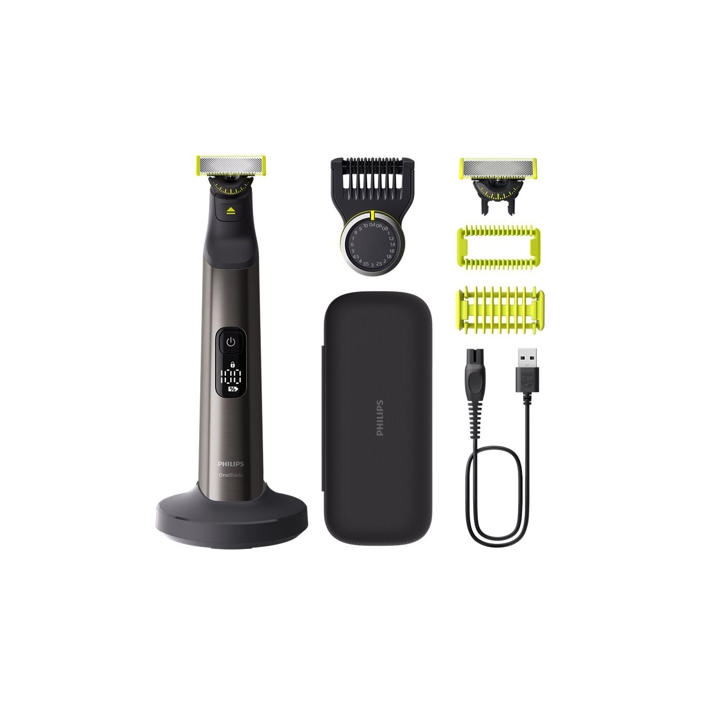 Philips OneBlade Pro Face and Body QP6652/61, 20-length precision comb, Wet and Dry use, LED digital display / QP6652/61