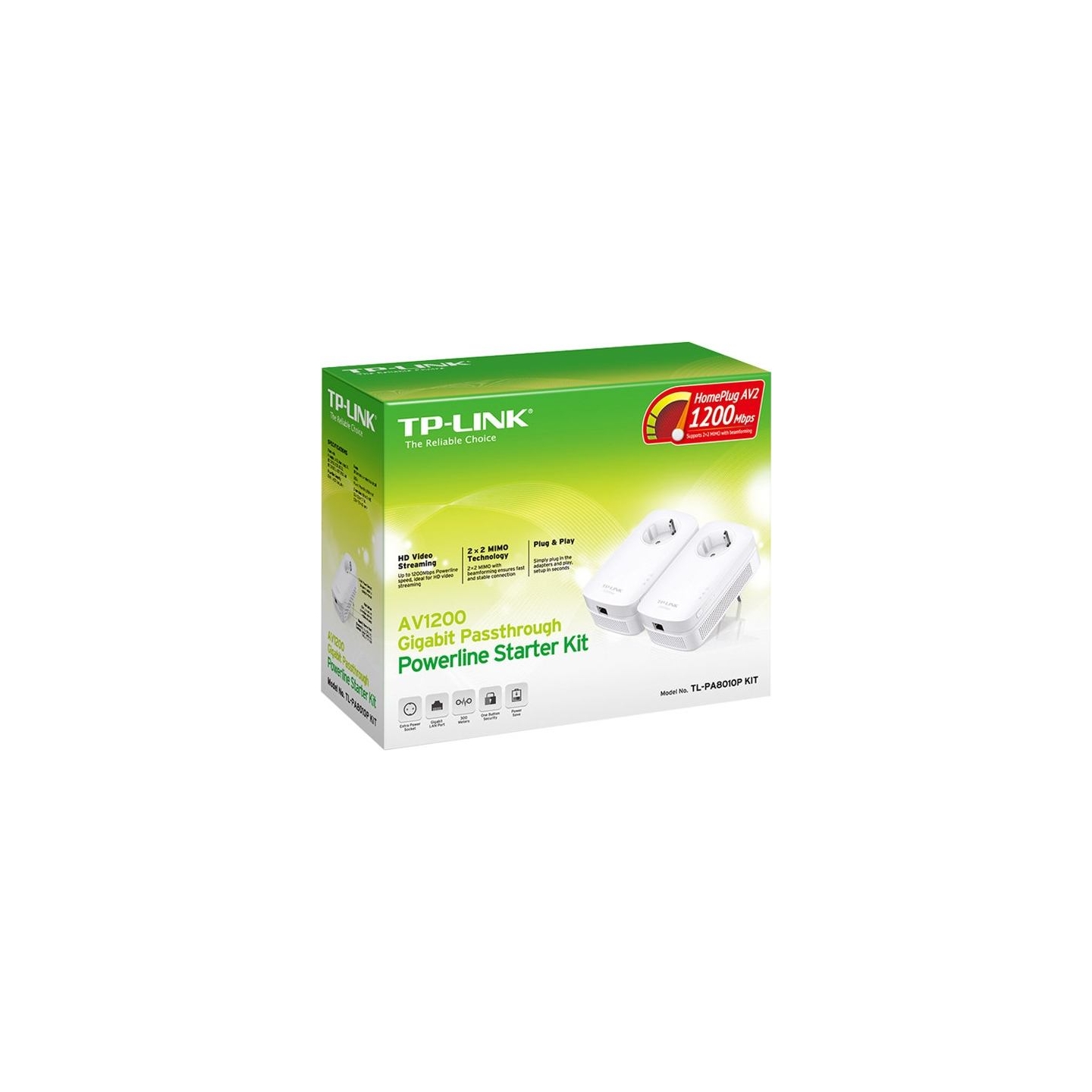Tp-Link | AV1300 Gigabit Passthrough Powerline Starter Kit | TL-PA8010P KIT | 1300 Mbit/s | Ethernet LAN (RJ-45) ports 1 | No Wi