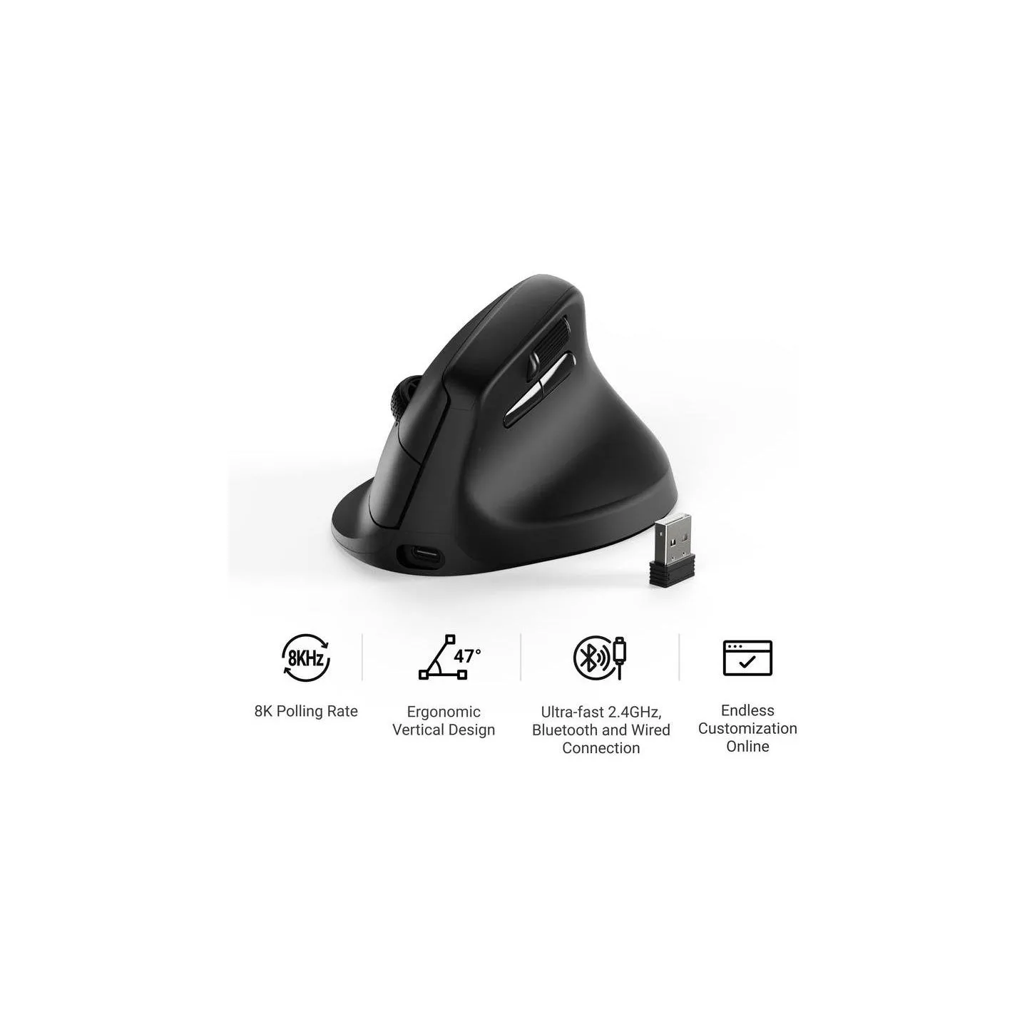Keychron M5 (8000Hz) Black Wireless Mouse / M5-A23