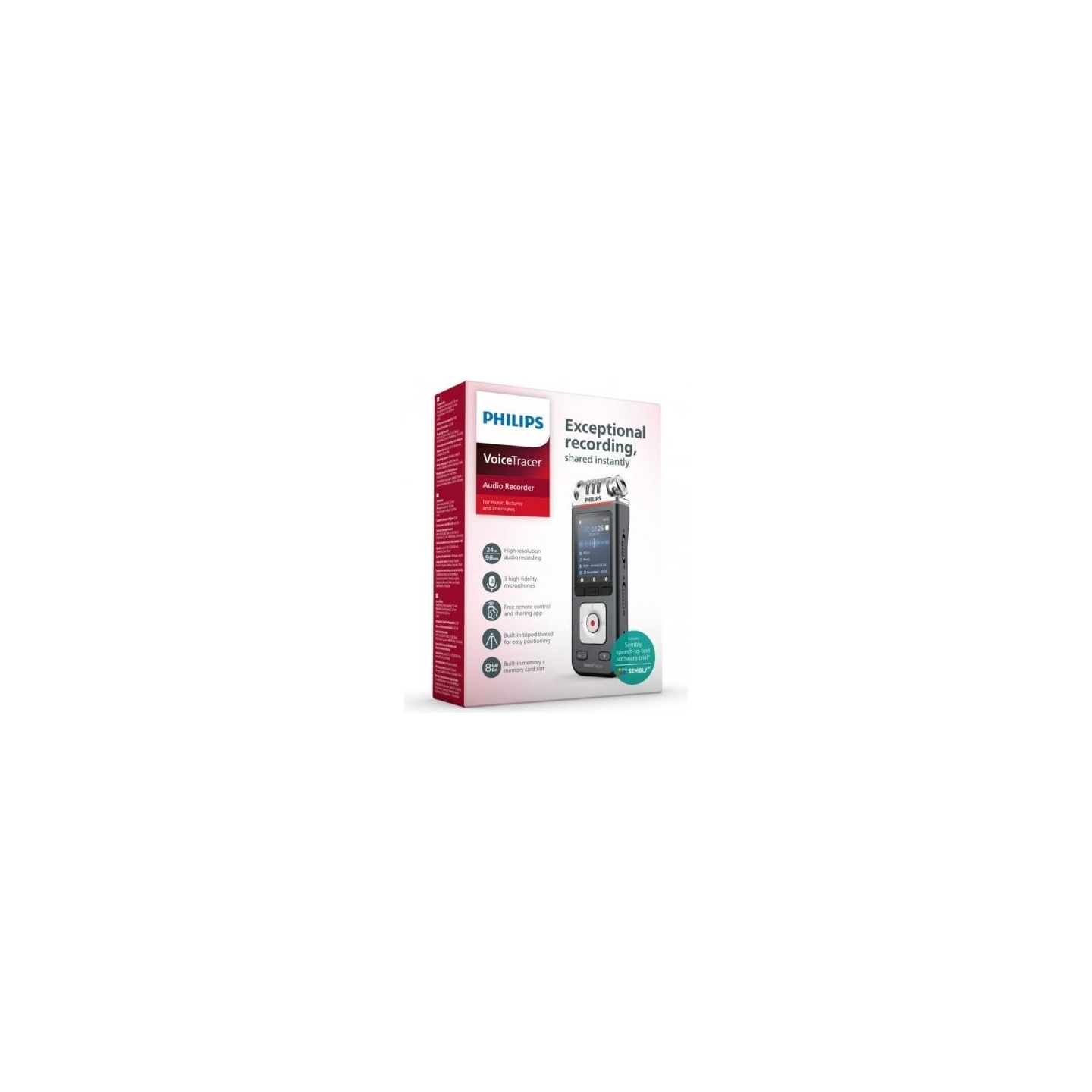 Philips Dyktafon DVT6115 Pamięć 8GB,USB,microSDHC 32GB,3 mikrofony Hi-Fi