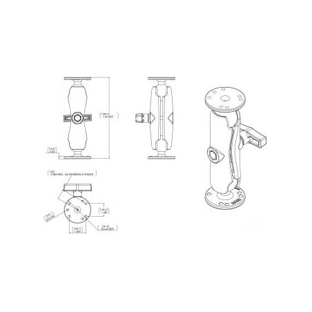 Ram Mounts C-KOKO MEDIUM KIINNITYSVARSI + 2X C-KOKO 1.5" KUULA PYÖREÄ 2.5" ALUSTA