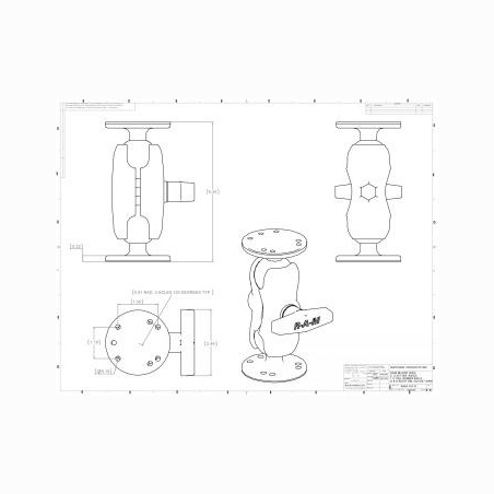 Ram Mounts C-KOKO LYHYT KIINNITYSVARSI + 2X C-KOKO 1.5" KUULA PYÖREÄ 2.5" ALUSTA