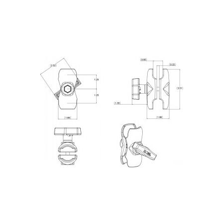 Ram Mounts C-KOKO KIINNITYSVARSI LYHYT PITUUS