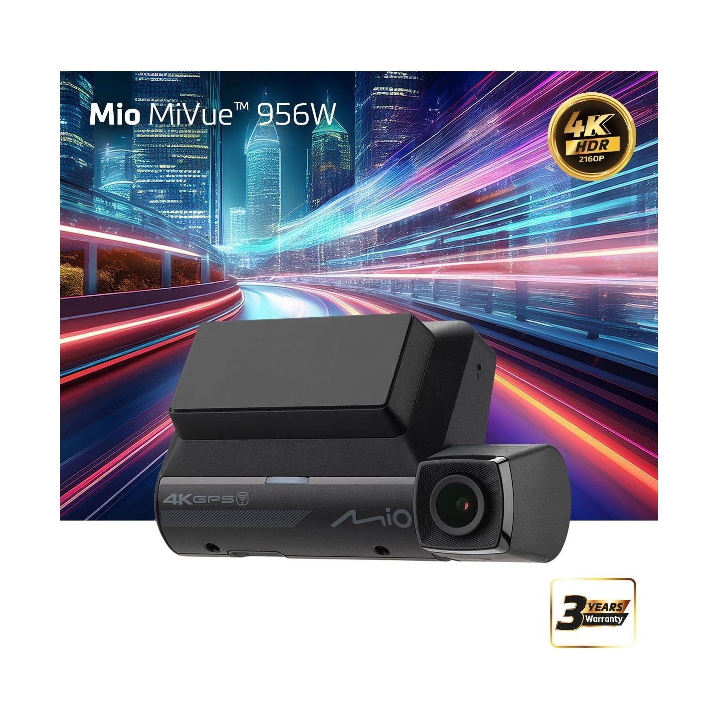 MIO Premium 4K HDR Dash Cam | MiVue 956W | GPS | Wi-Fi