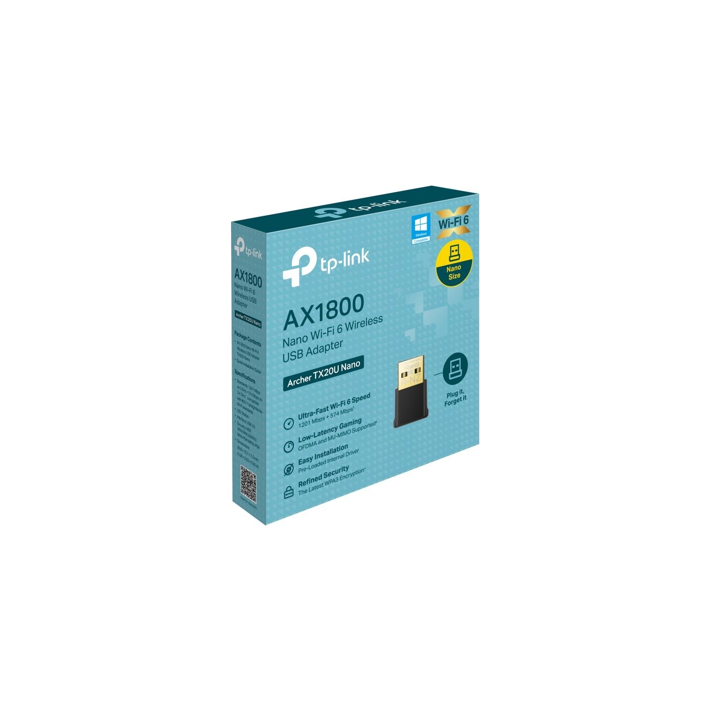 Tp-Link | AX1800 Nano Dual Band Wi-Fi 6 USB Adapter | Archer TX20U Nano | USB 2.0