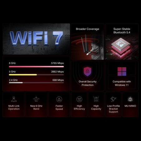 Mercusys BE9300 WiFi 7 Bluetooth 5.4 PCIe Adapter | MA47BE