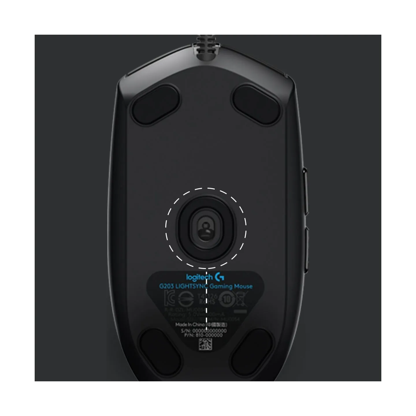 Logitech G203 LIGHTSYNC Corded Gaming Mouse - BLACK - USB