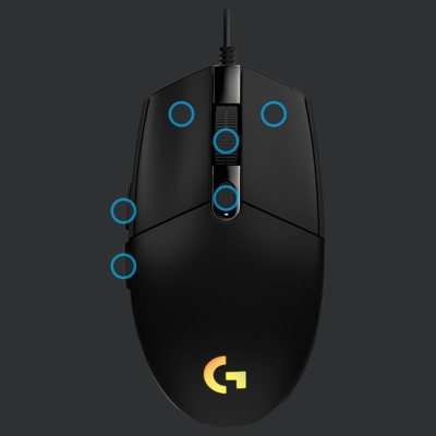 Logitech G203 LIGHTSYNC Corded Gaming Mouse - BLACK - USB