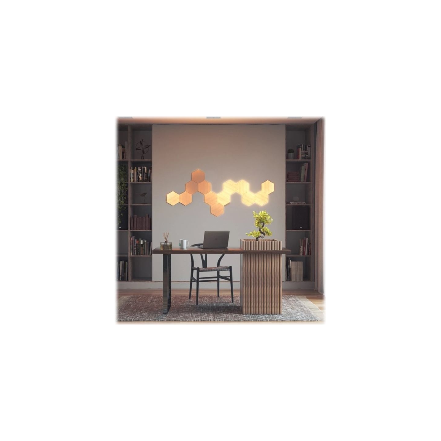 Nanoleaf | Elements Wood Look Hexagons Starter Kit (13 panels) | Cool White + Warm White
