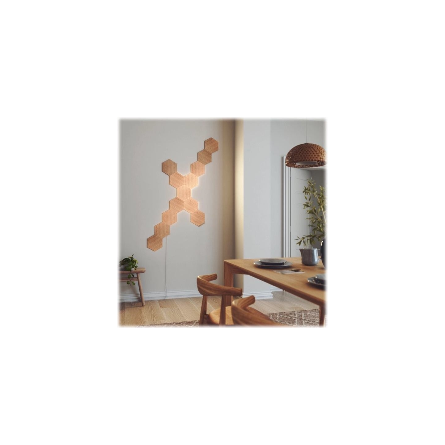 Nanoleaf | Elements Wood Look Hexagons Starter Kit (13 panels) | Cool White + Warm White