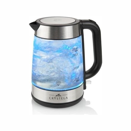 ETA | ETA615390000 | Standard kettle | 2200 W | 1.7 L | Glass | 360° rotational base | Stainless steel/Black